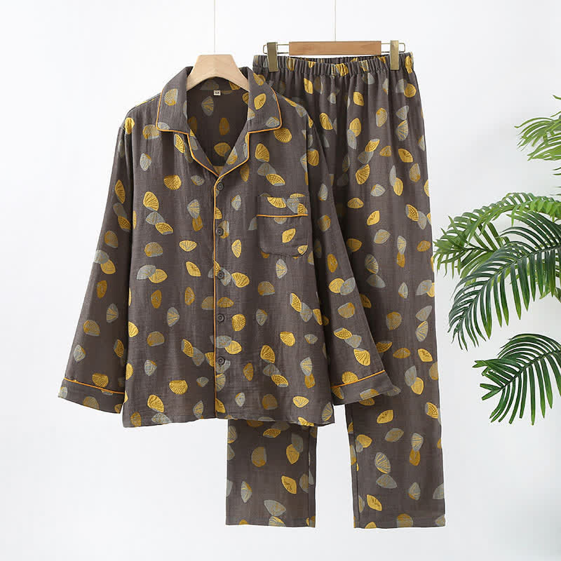 Ownkoti Luxurious Shell Cotton Lapel Pajama Set