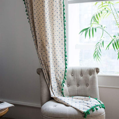 Ownkoti Blue Daisy Green Cotton Curtain - image 4