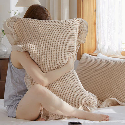 Ownkoti Waffle Weave Cotton Pillowcases with Ruffle (2PCS) - image 9