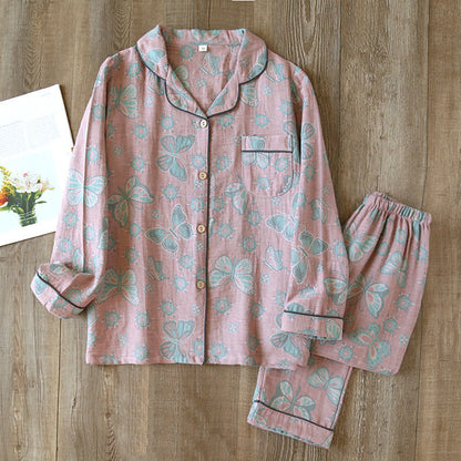Vintage Butterfly Print Cotton Loungewear Set - Pink - XL - image 9