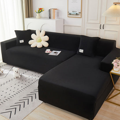 Ownkoti Suede Pure Color Elastic Sofa Cover - Black - 4-Seater 92" - 118" (235cm - 300 cm) - image 13