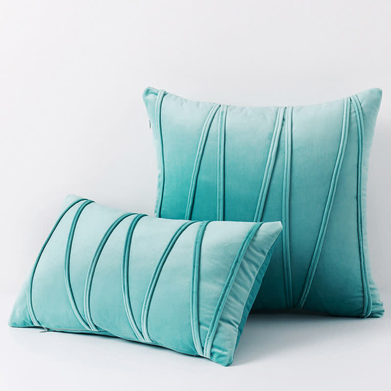 Ownkoti Stripe Pattern Soft Velvet Decorative Pillowcase - Aqua Green - 50cm x 50cm - image 11