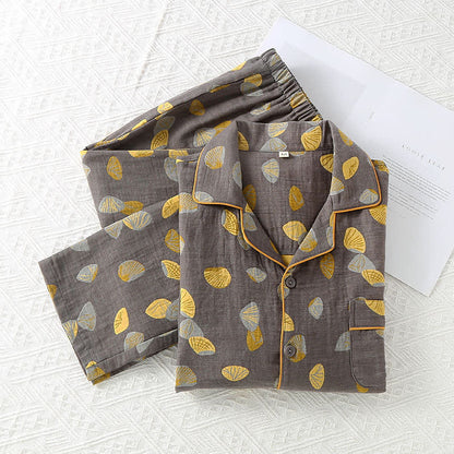 Ownkoti Luxurious Shell Cotton Lapel Pajama Set