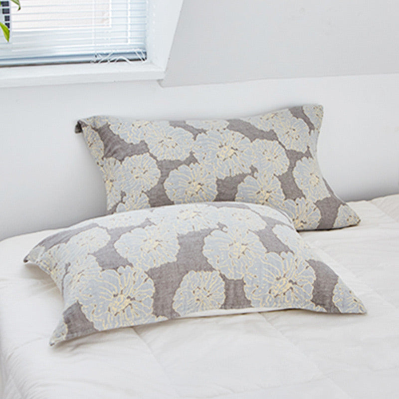 Flower Printed Cotton Decorative Pillow Towel (2PCS)