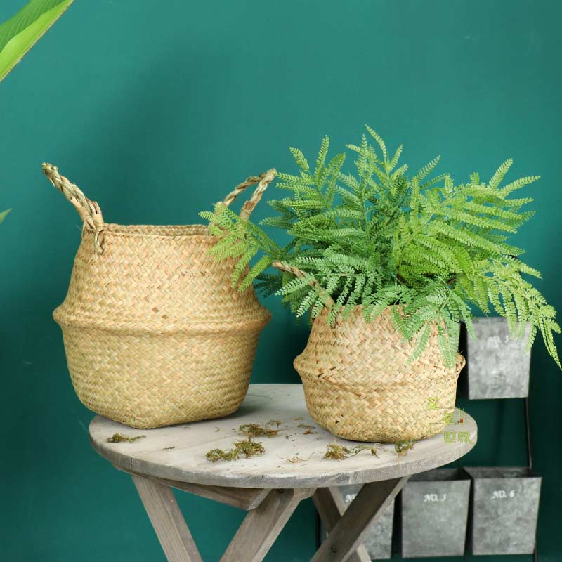 belly pot planter Ownkoti Woven Seagrass Belly Basket Storage Plant Pot Basket (2PCS) – ownkoti