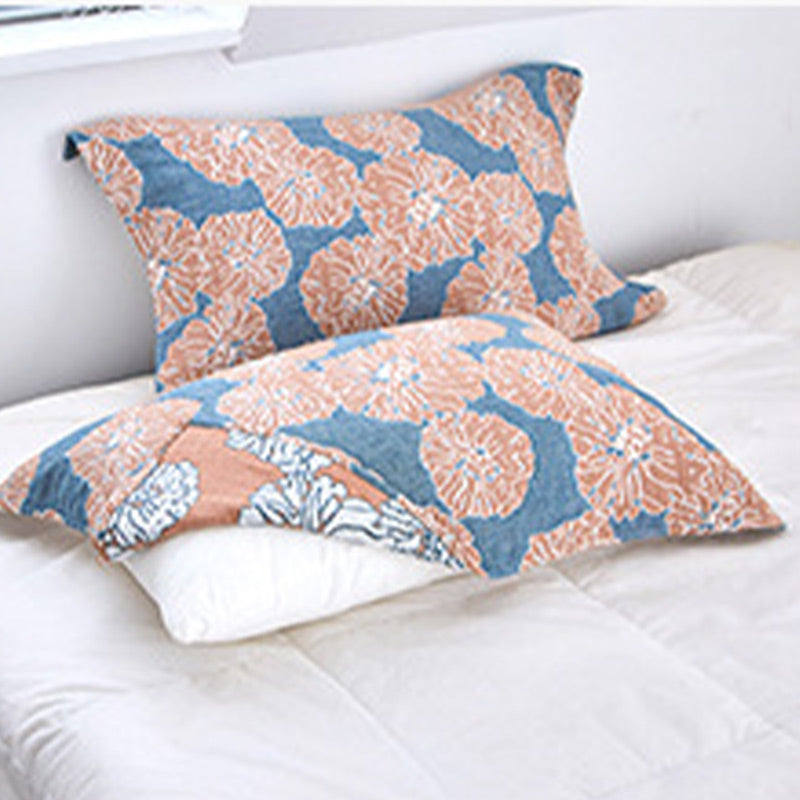 Flower Printed Cotton Decorative Pillow Towel (2PCS)